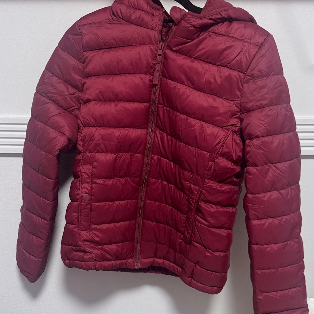 Love Tree Burgundy Puffer Jacket